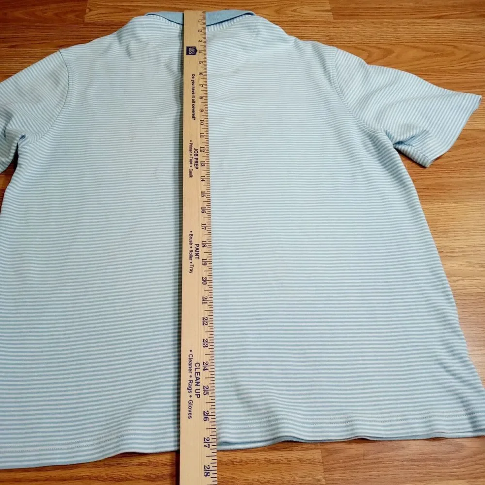 Alan Flusser Shirt Mens Sz L Polo Pima Cotton Soft Striped Short Sleeve‎